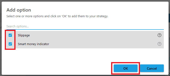 Add Options Add Options dialog - Portfolio Boss